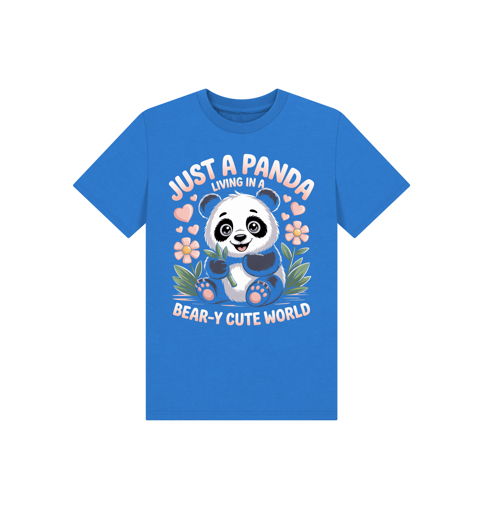 Bright Blue Printed Kids T-Shirt Front