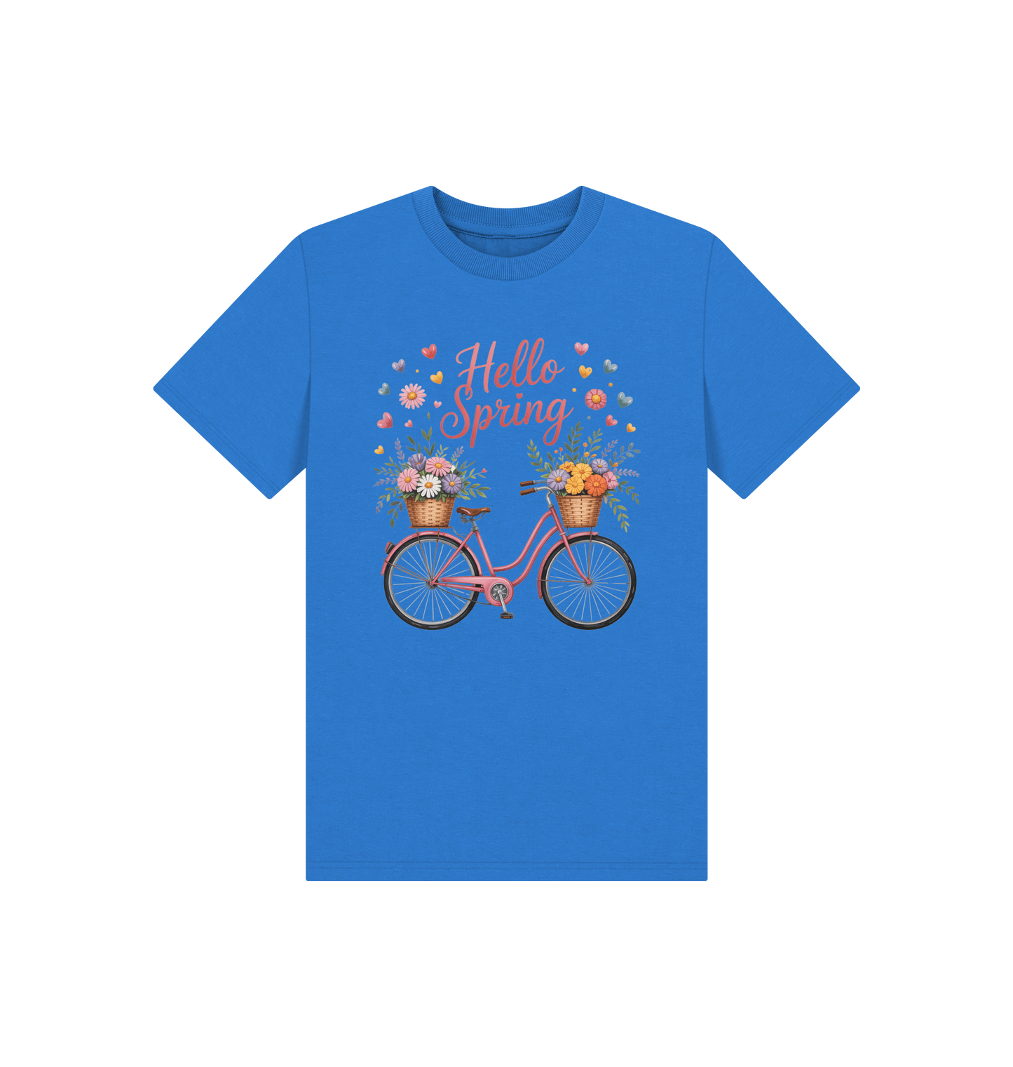 Bright Blue Printed Kids T-Shirt Front