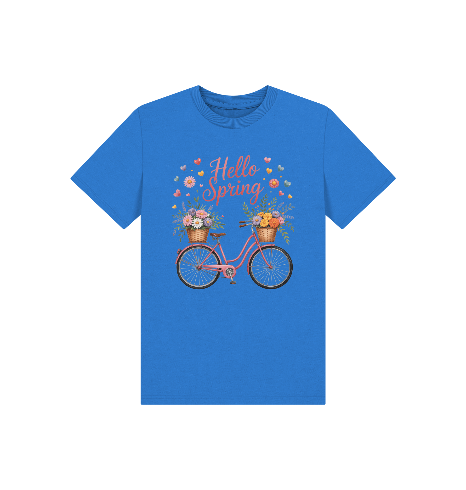 Bright Blue Printed Kids T-Shirt Front