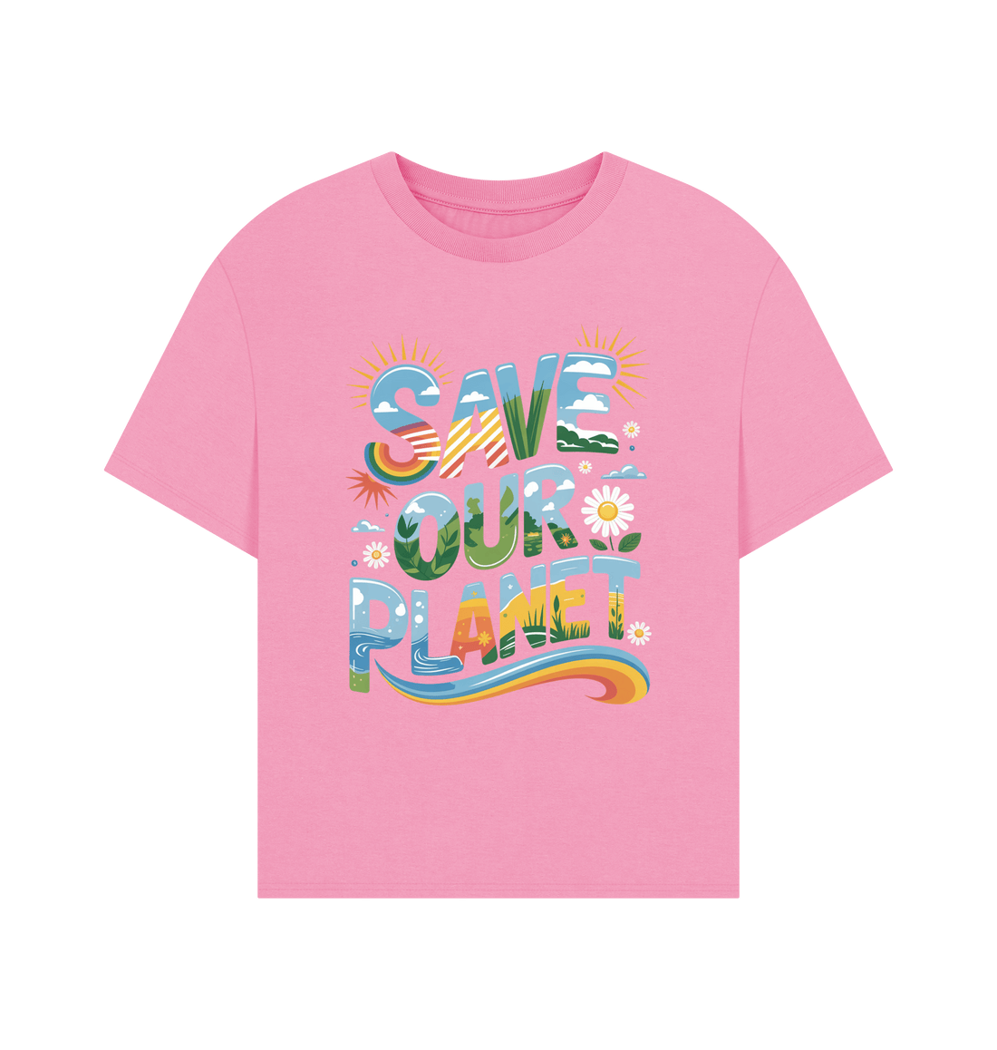 Rose Pink Printed T-shirt Front