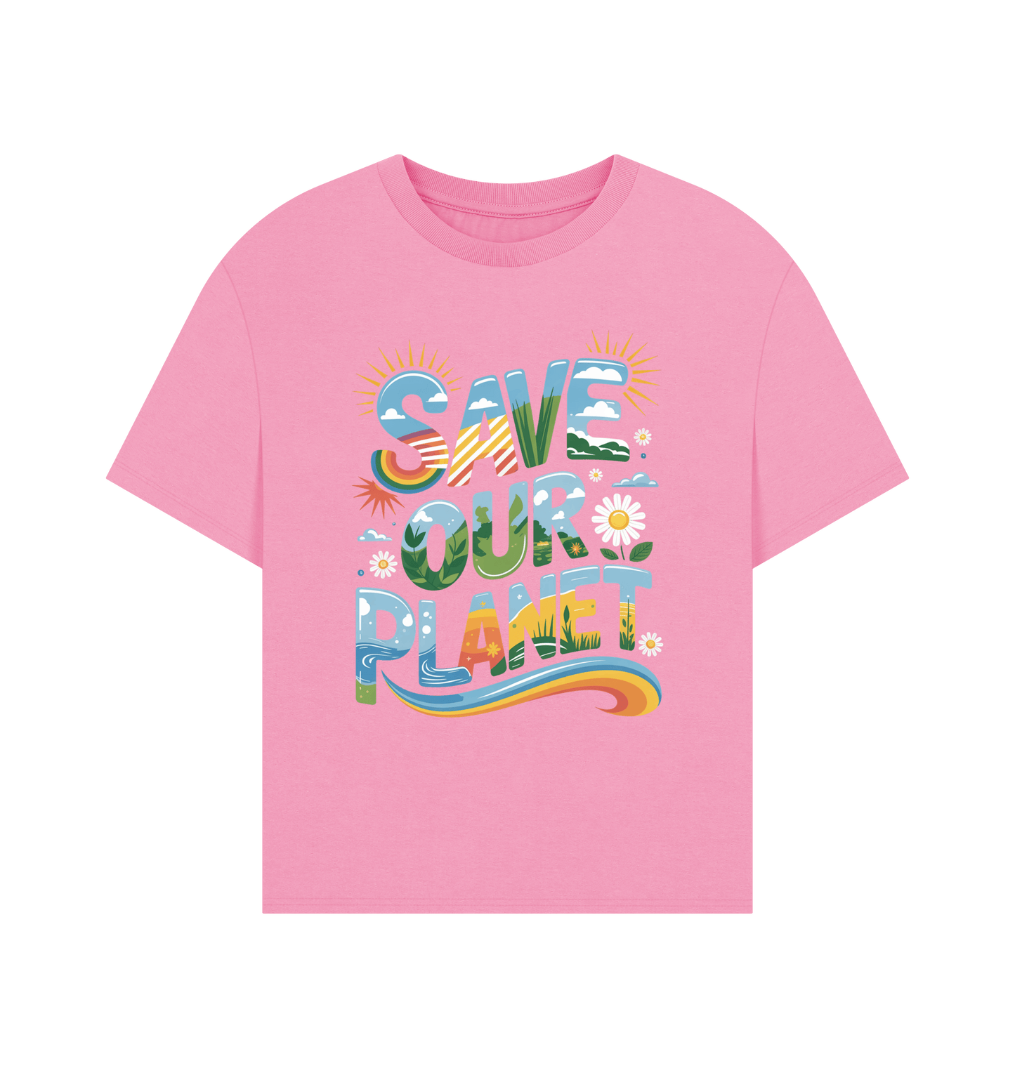 Rose Pink Printed T-shirt Front