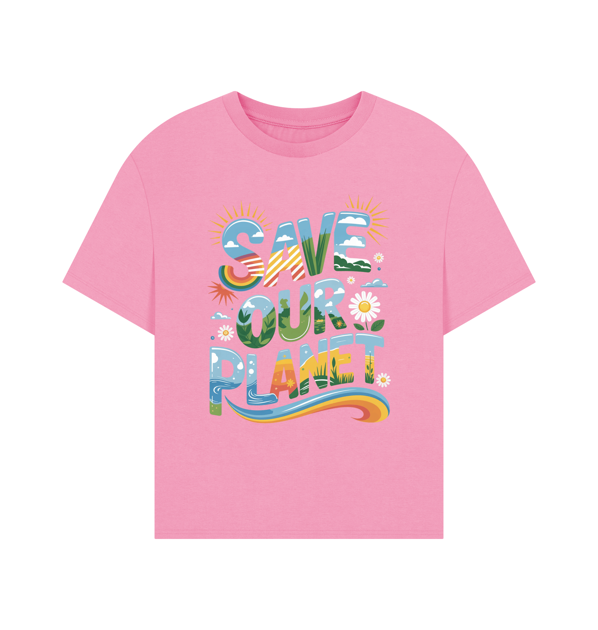 Rose Pink Printed T-shirt Front