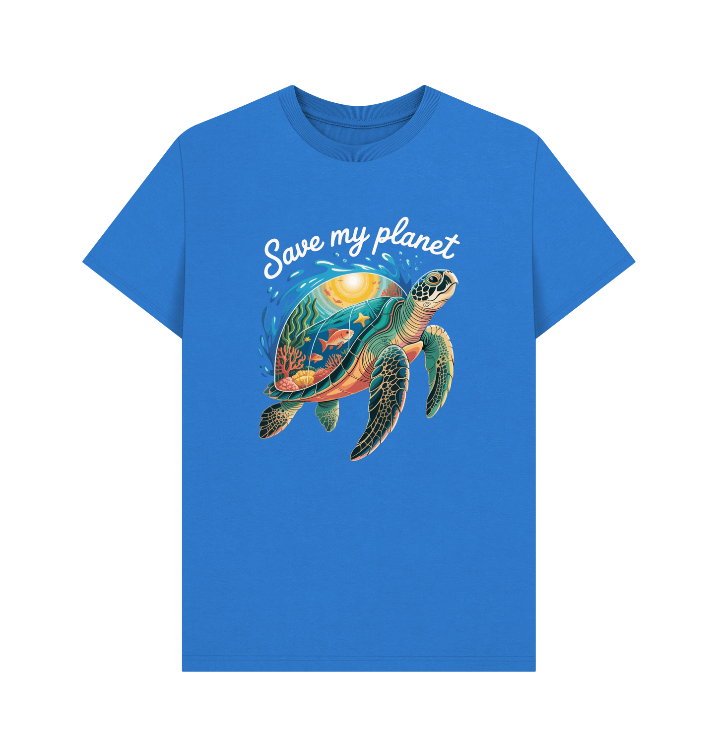 Bright Blue Printed T-shirt Front