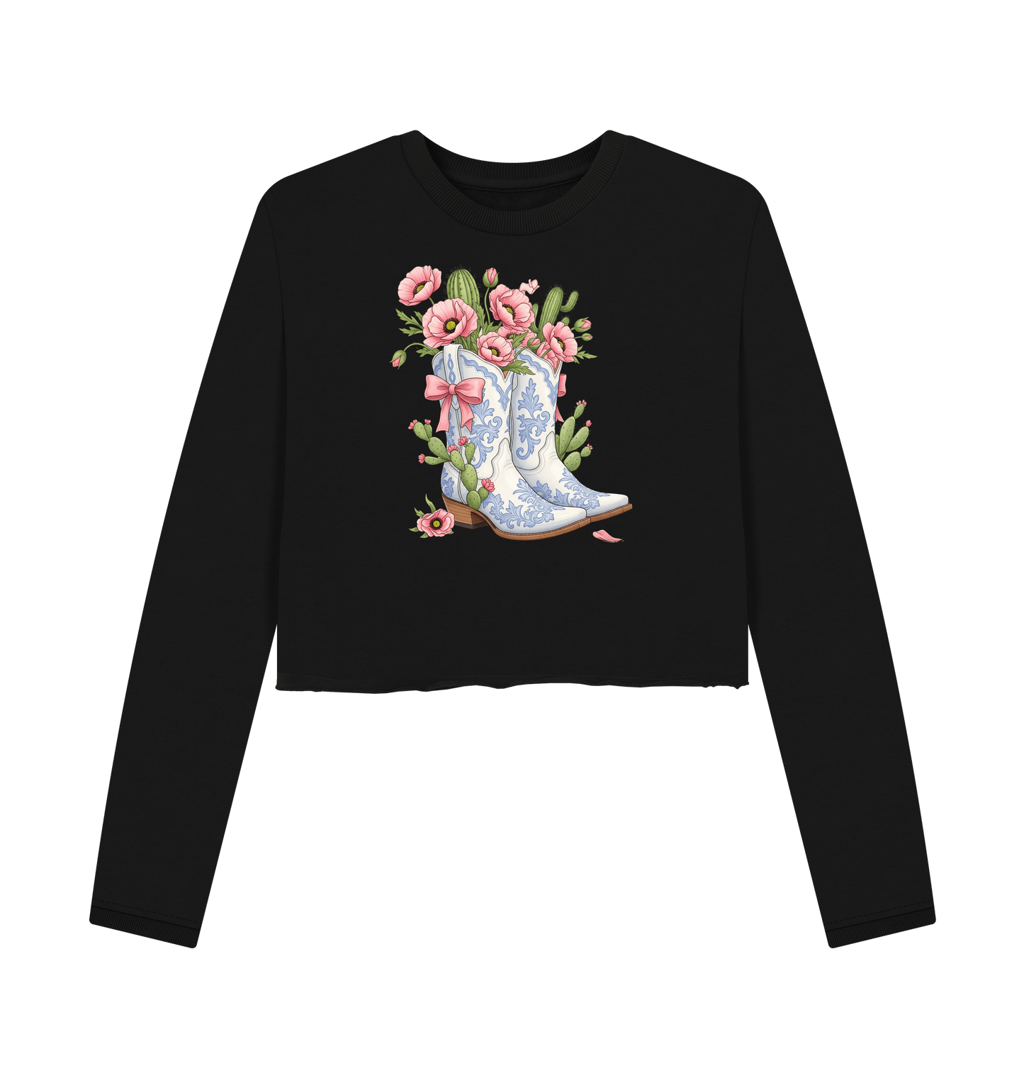 Black Printed Boxy Jumpers Front
