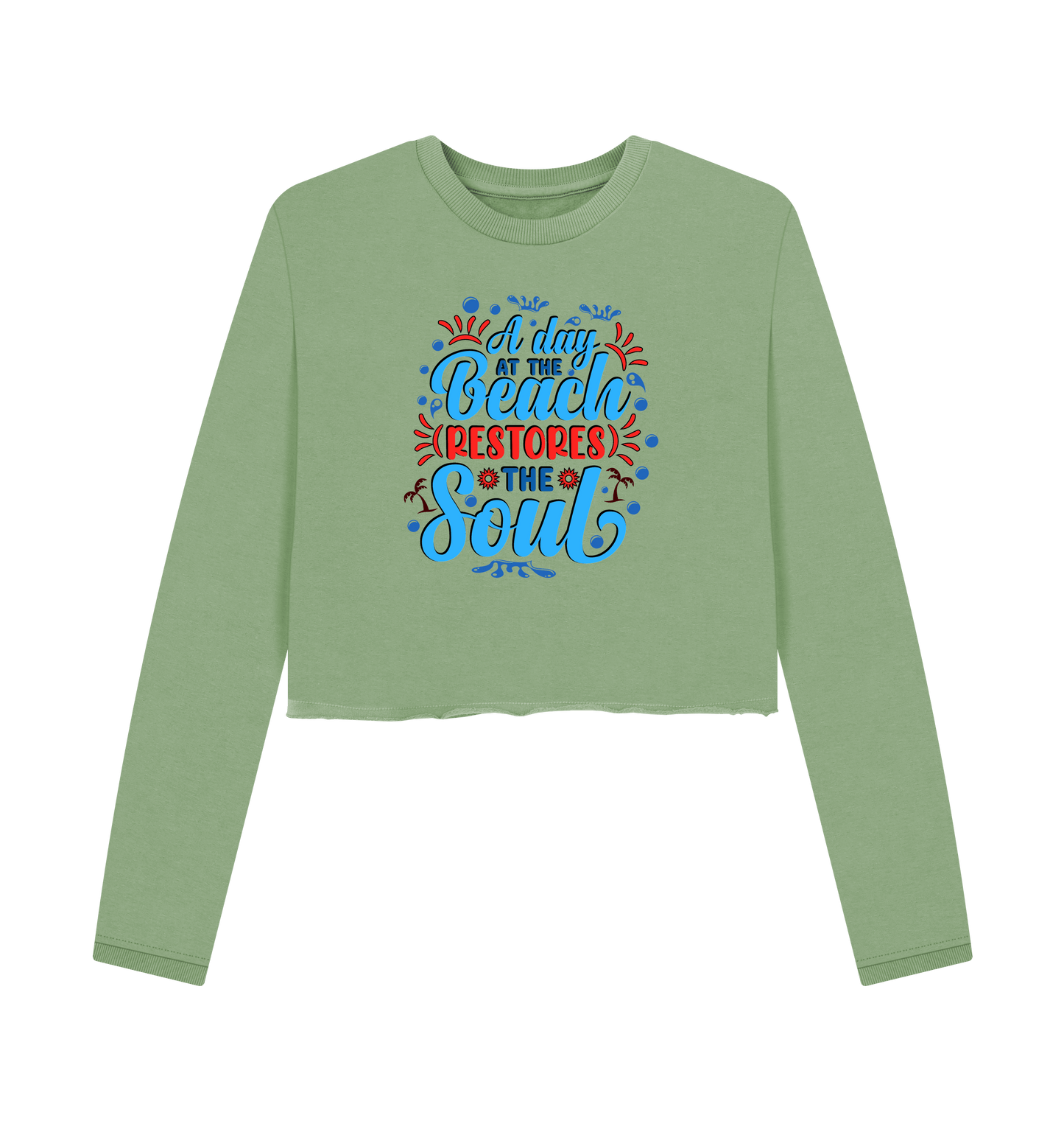 Sage Printed Boxy Jumpers Front