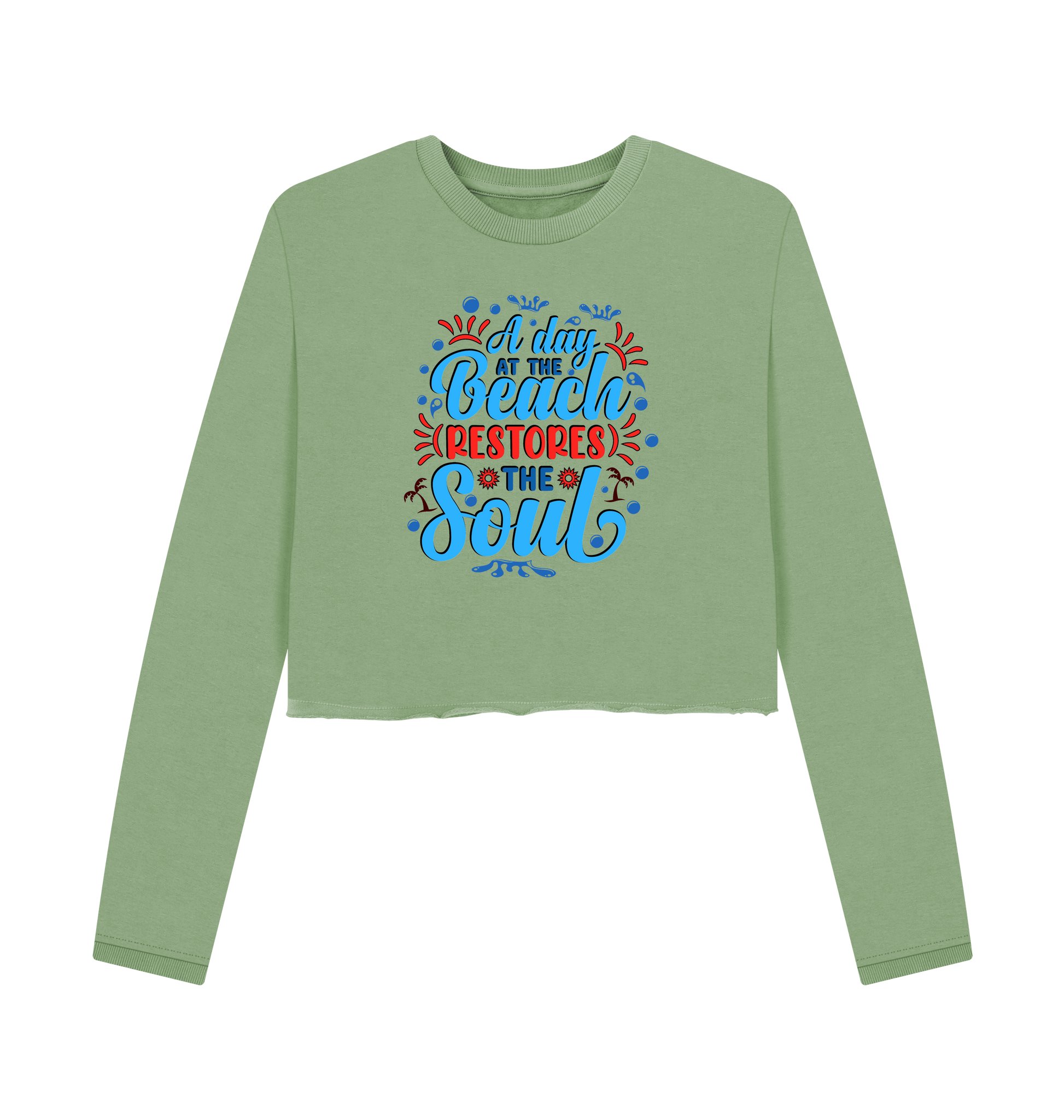 Sage Printed Boxy Jumpers Front