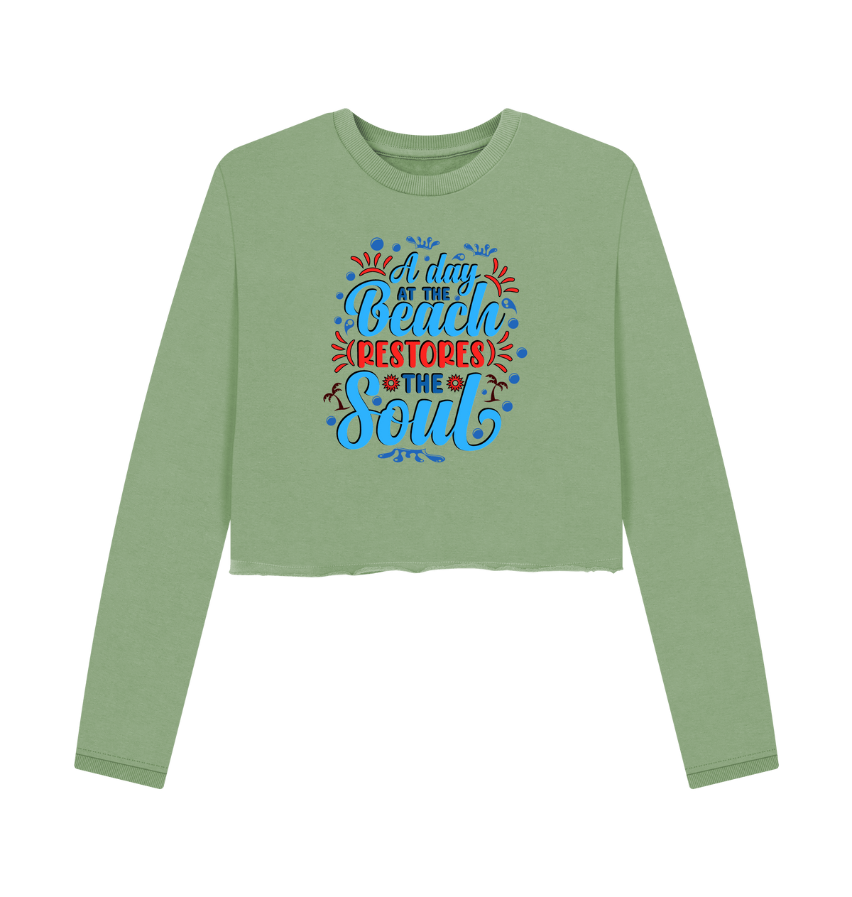 Sage Printed Boxy Jumpers Front