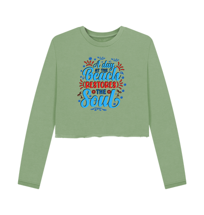 Sage Printed Boxy Jumpers Front
