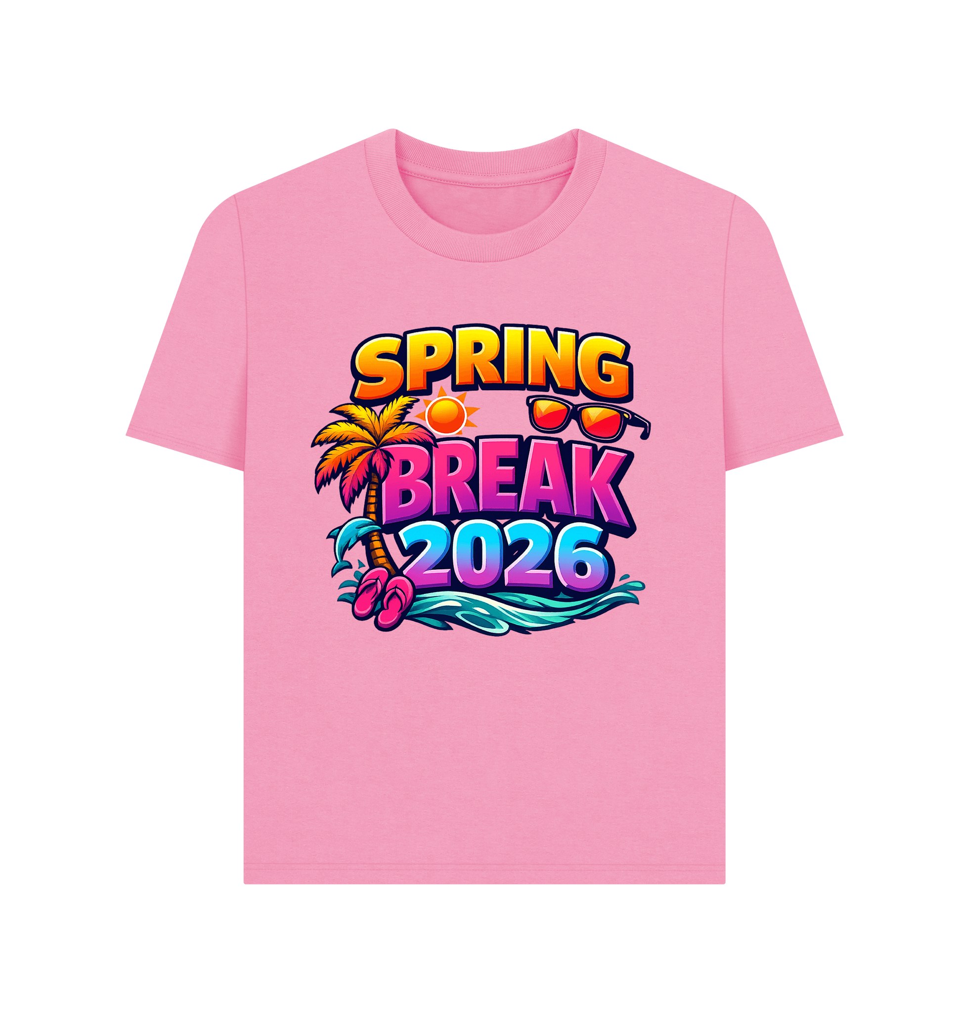 Rose Pink Printed T-shirt Front