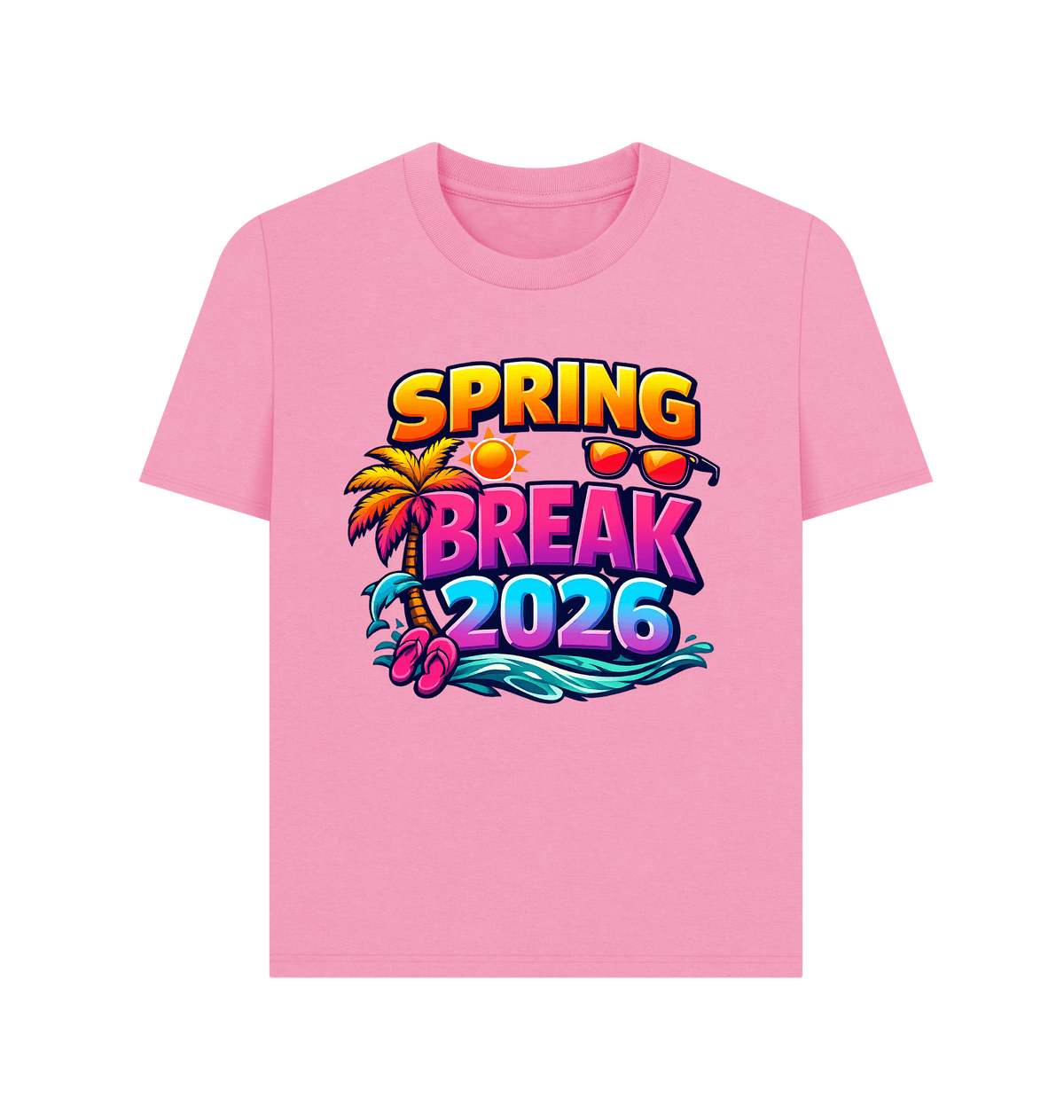 Rose Pink Printed T-shirt Front