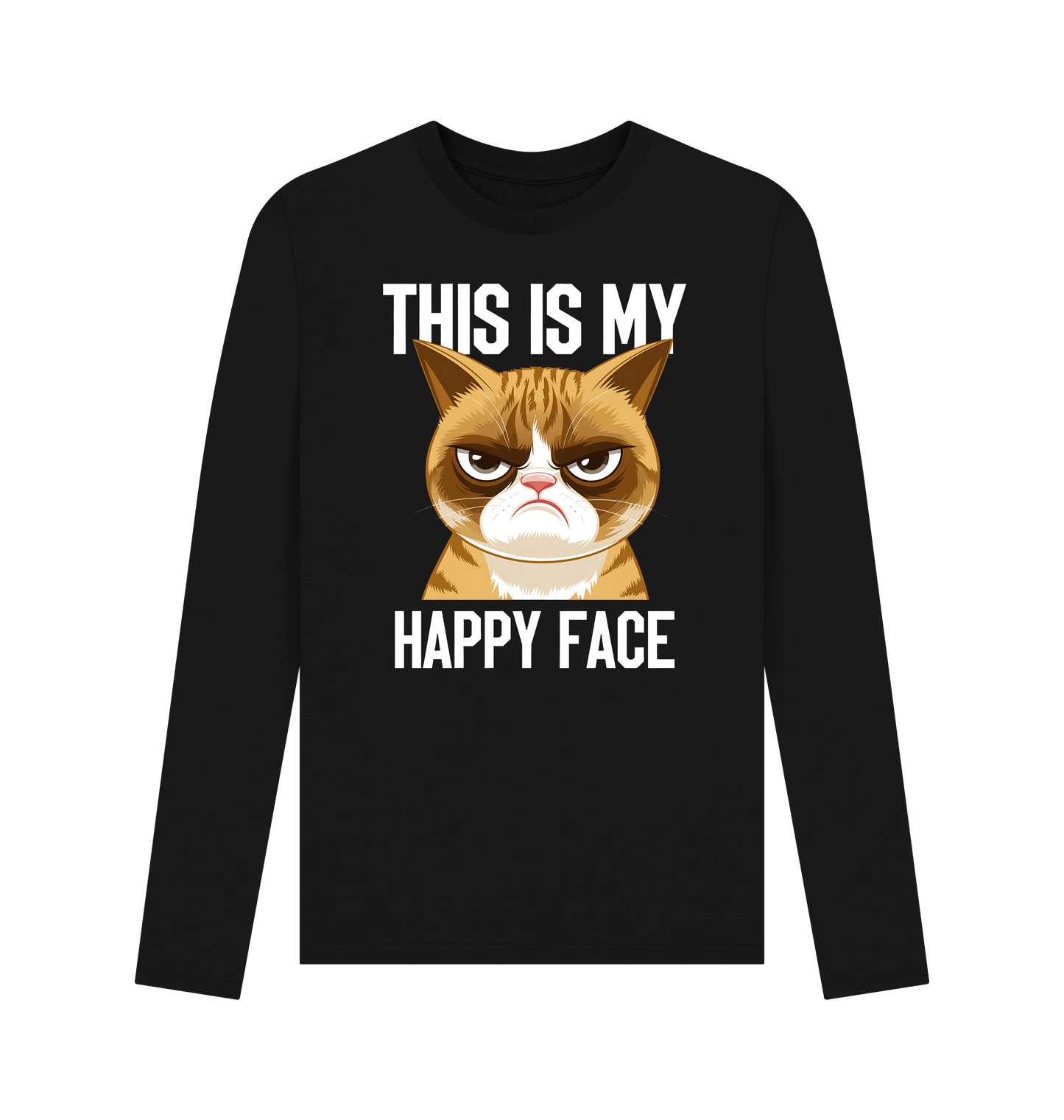 Black Printed Long Sleeve T Shirt Front