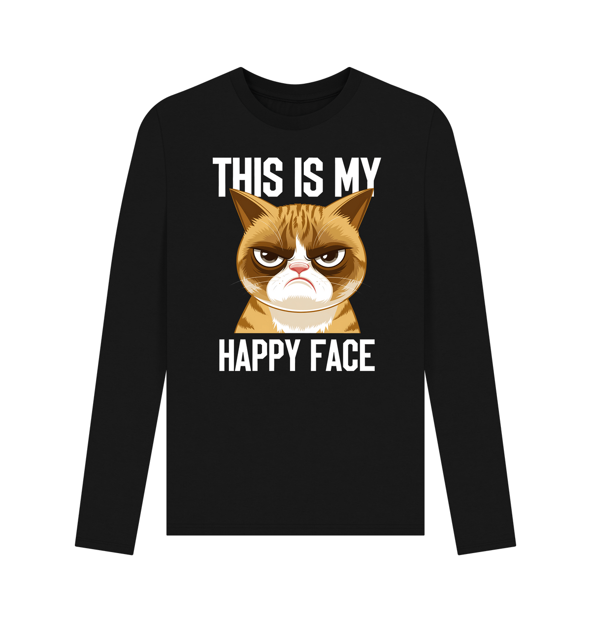 Black Printed Long Sleeve T Shirt Front